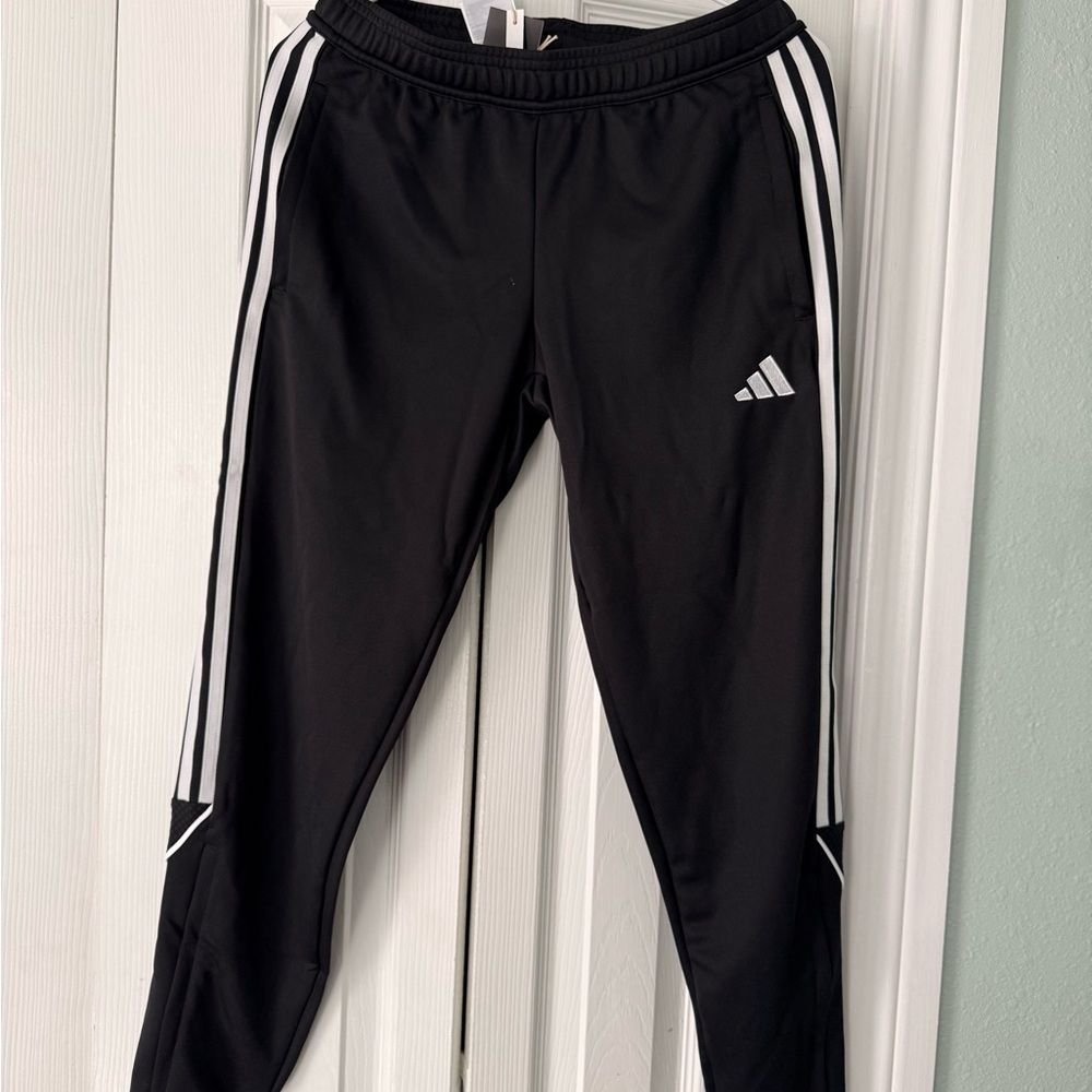 adidas Black Leggings with White Side Stripes